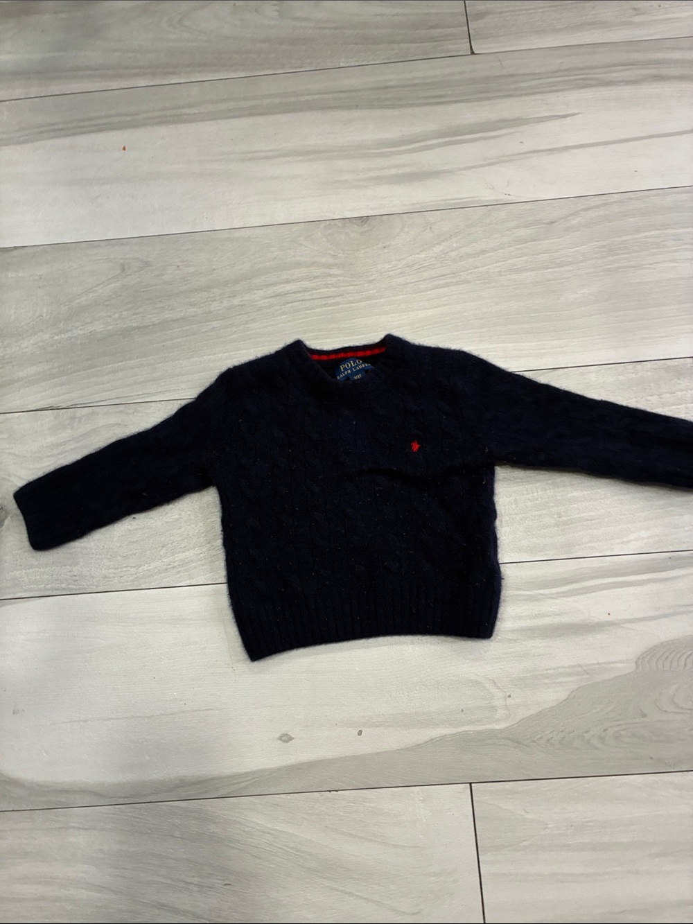 Polo by Ralph Lauren Dark Navy Cable Crewneck Sweater with Red Pony